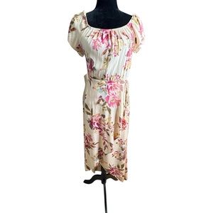 Band of Gypsies Light Pink Floral Faux Wrapped Hi Low Short Sleeve Dress M